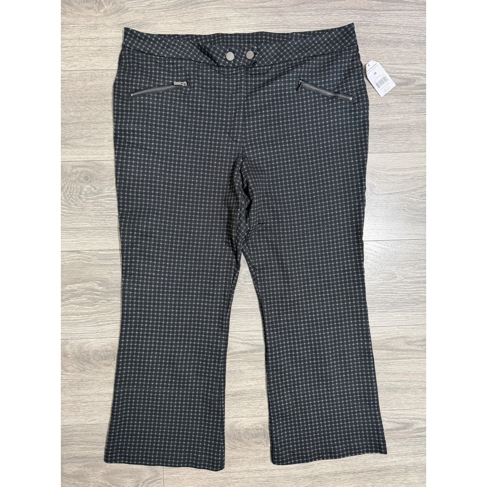 Office Womens Black Plaid Pull On Dress Pants Plus Size 18 Trousers Career New